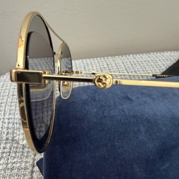 Gucci Gold Frame Sunglasses with Black tinted Lenses